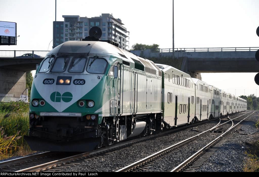 Outbound commuter approaches the station